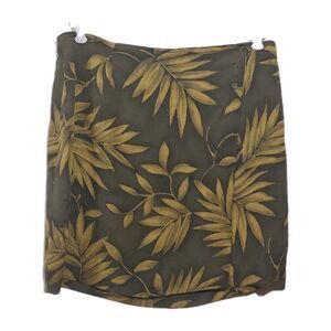 Jones New York Tropical Print Green-ish Foliage Silk Short Wrap Skirt Size 16